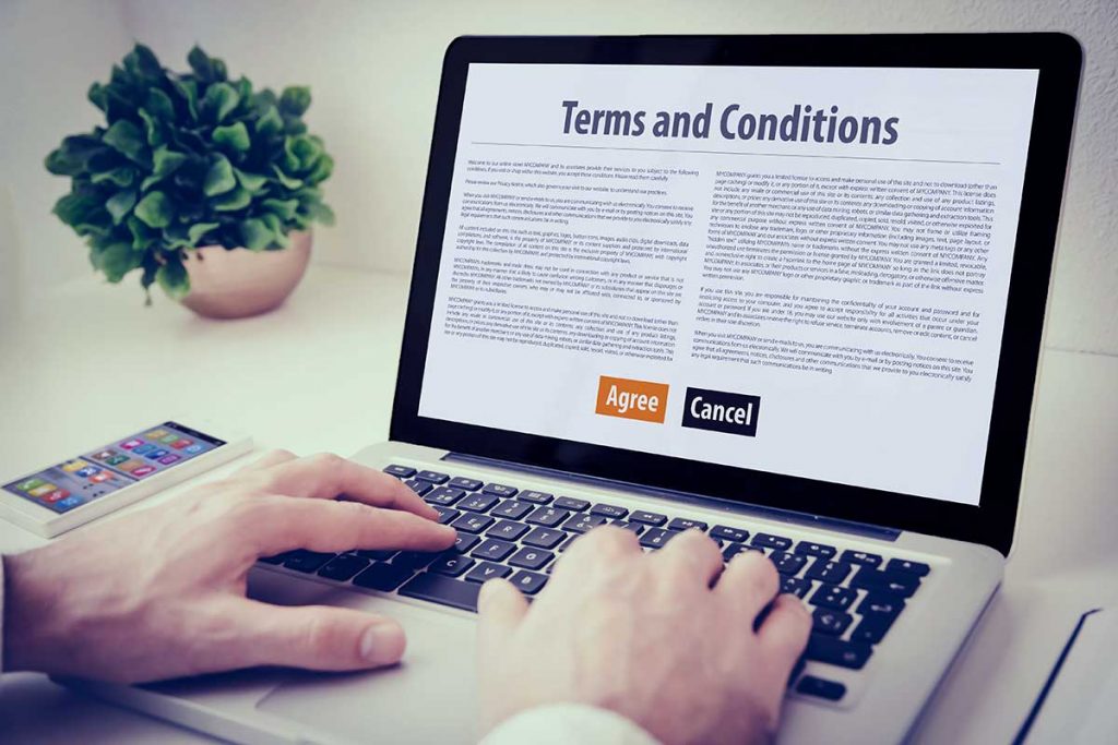 image showing Website terms and conditions