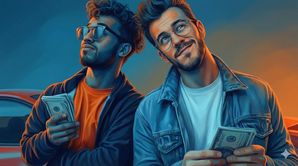 Profit sharing agreement ilustration -startup founders with money in their hands