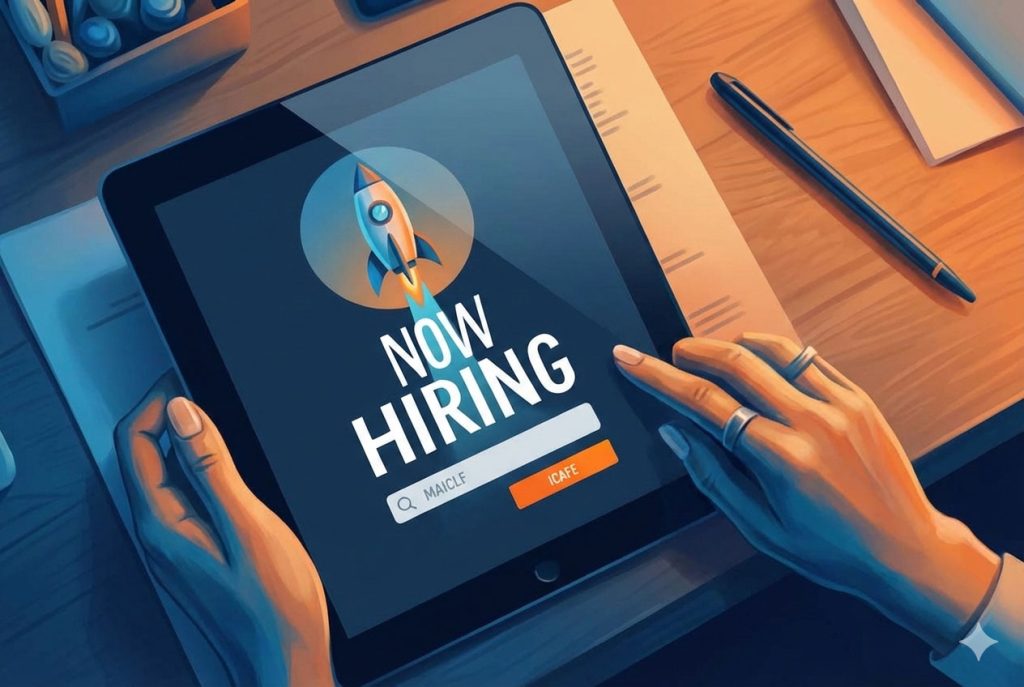 HR person checks startup employment contracts on iPad