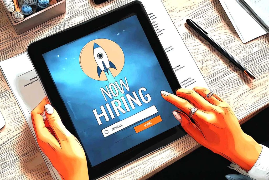 HR person checks startup employment contracts on iPad