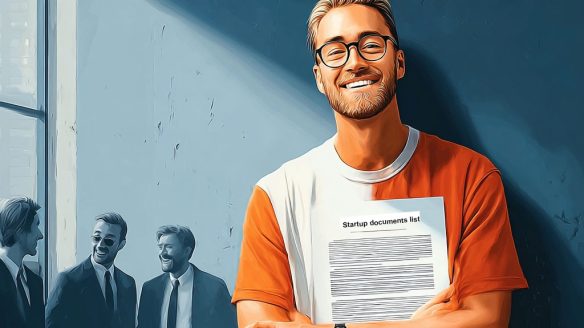 Men holding a legal Docs Checklist for start ups