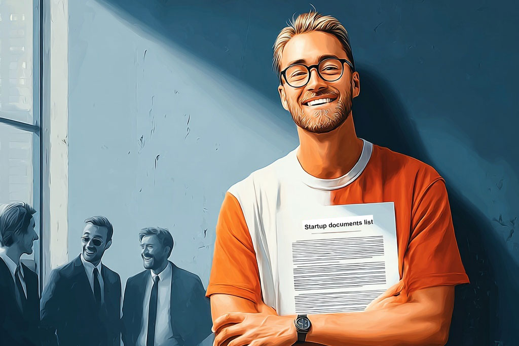 Men holding a legal Docs Checklist for start ups